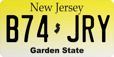 NJ license plate B74JRY