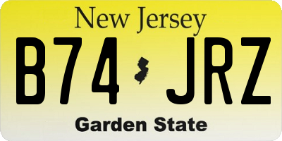 NJ license plate B74JRZ