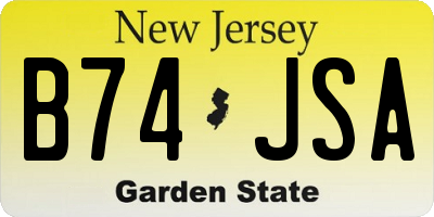 NJ license plate B74JSA