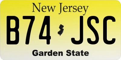 NJ license plate B74JSC