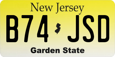NJ license plate B74JSD