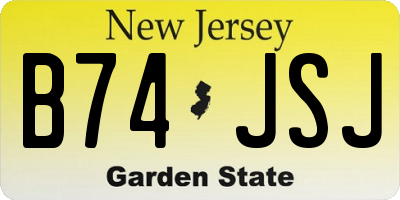 NJ license plate B74JSJ