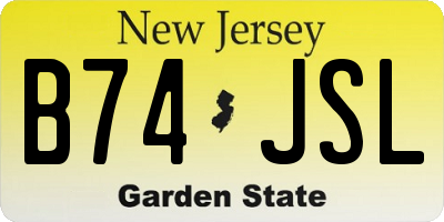NJ license plate B74JSL