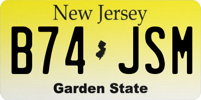 NJ license plate B74JSM