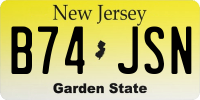 NJ license plate B74JSN