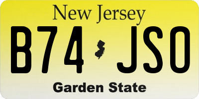 NJ license plate B74JSO