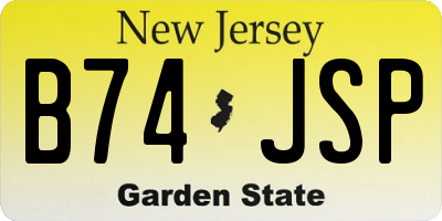 NJ license plate B74JSP