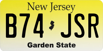NJ license plate B74JSR