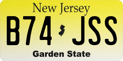 NJ license plate B74JSS
