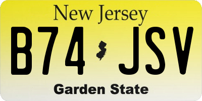 NJ license plate B74JSV
