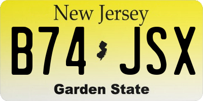 NJ license plate B74JSX