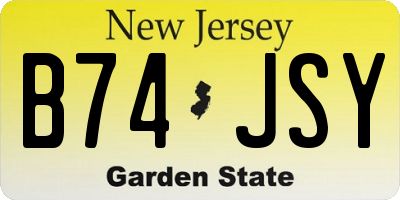 NJ license plate B74JSY