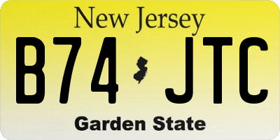 NJ license plate B74JTC
