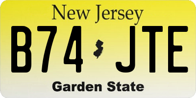NJ license plate B74JTE