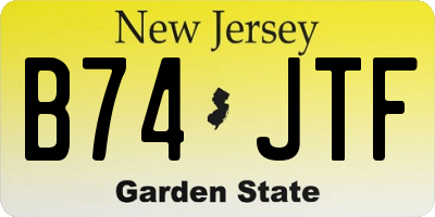 NJ license plate B74JTF