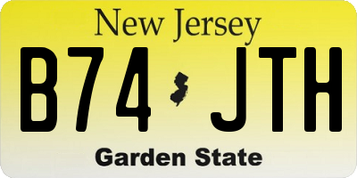 NJ license plate B74JTH