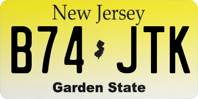 NJ license plate B74JTK