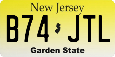 NJ license plate B74JTL