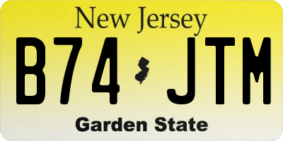NJ license plate B74JTM