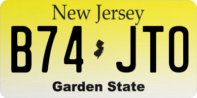 NJ license plate B74JTO