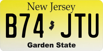 NJ license plate B74JTU