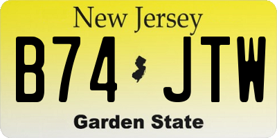 NJ license plate B74JTW
