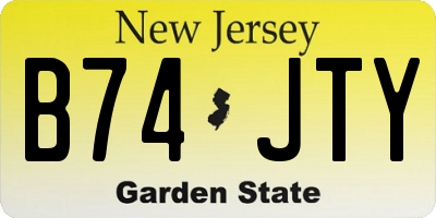NJ license plate B74JTY