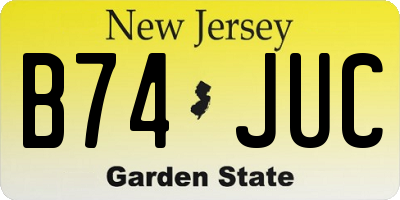 NJ license plate B74JUC