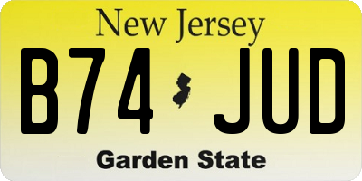 NJ license plate B74JUD
