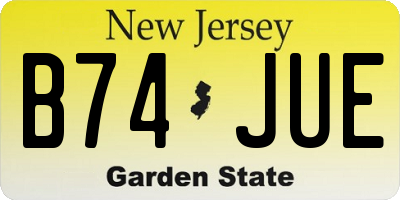 NJ license plate B74JUE