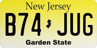 NJ license plate B74JUG