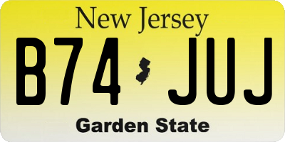 NJ license plate B74JUJ