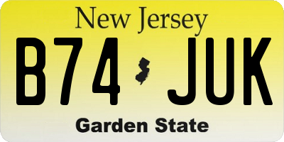 NJ license plate B74JUK