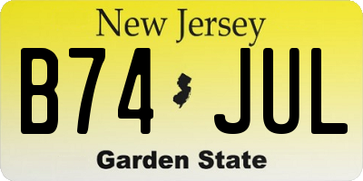 NJ license plate B74JUL