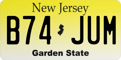 NJ license plate B74JUM