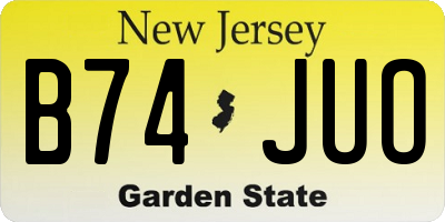 NJ license plate B74JUO
