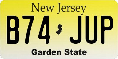 NJ license plate B74JUP