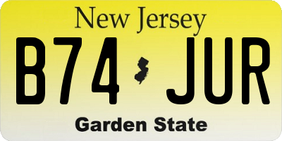 NJ license plate B74JUR