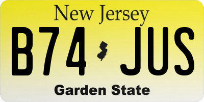 NJ license plate B74JUS