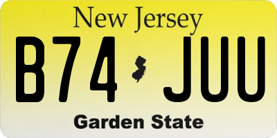 NJ license plate B74JUU