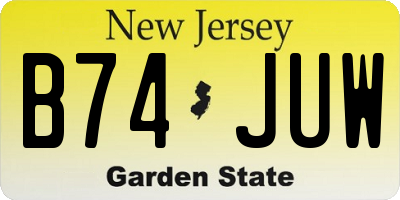 NJ license plate B74JUW