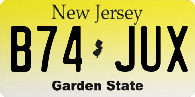 NJ license plate B74JUX