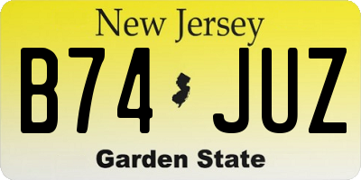NJ license plate B74JUZ