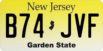 NJ license plate B74JVF
