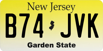 NJ license plate B74JVK