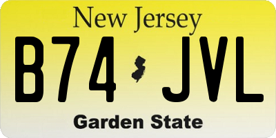 NJ license plate B74JVL