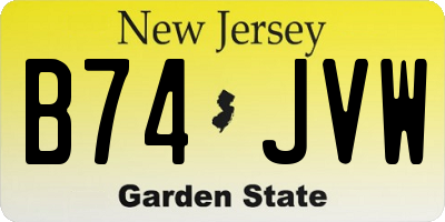 NJ license plate B74JVW