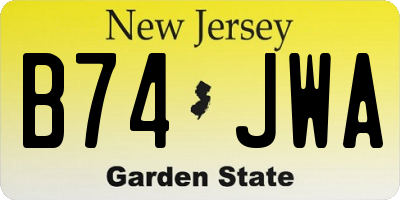 NJ license plate B74JWA