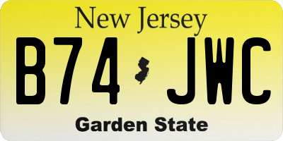 NJ license plate B74JWC