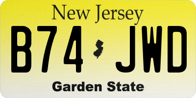 NJ license plate B74JWD